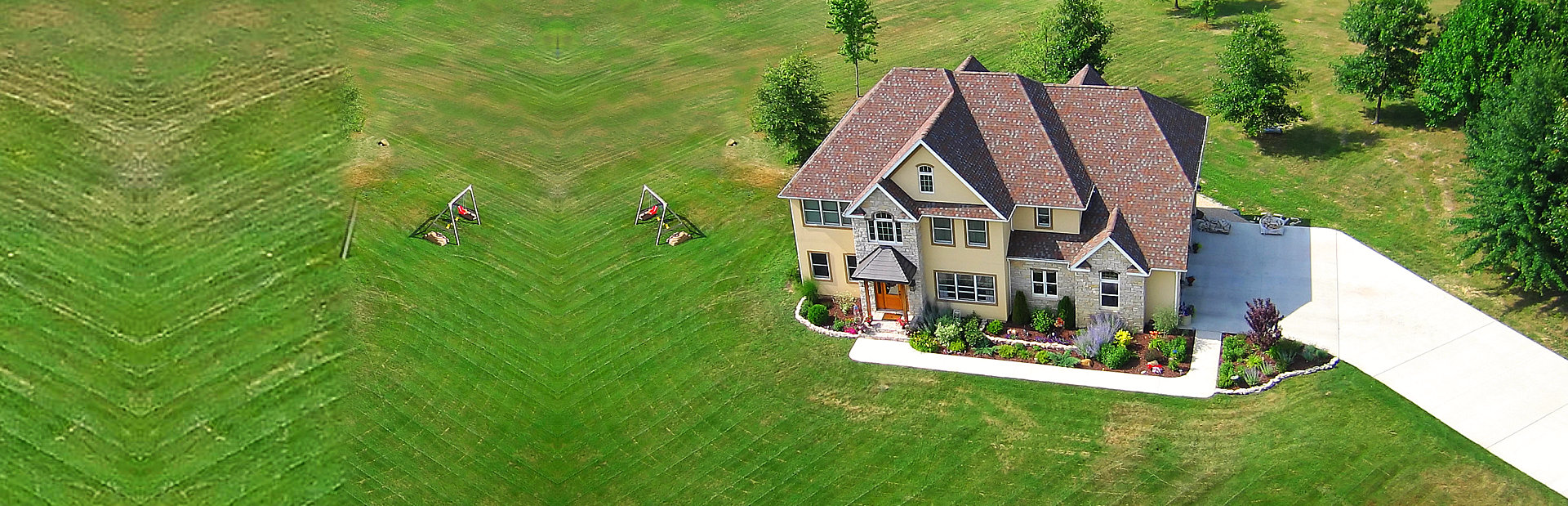 Aerial photography of new residential home